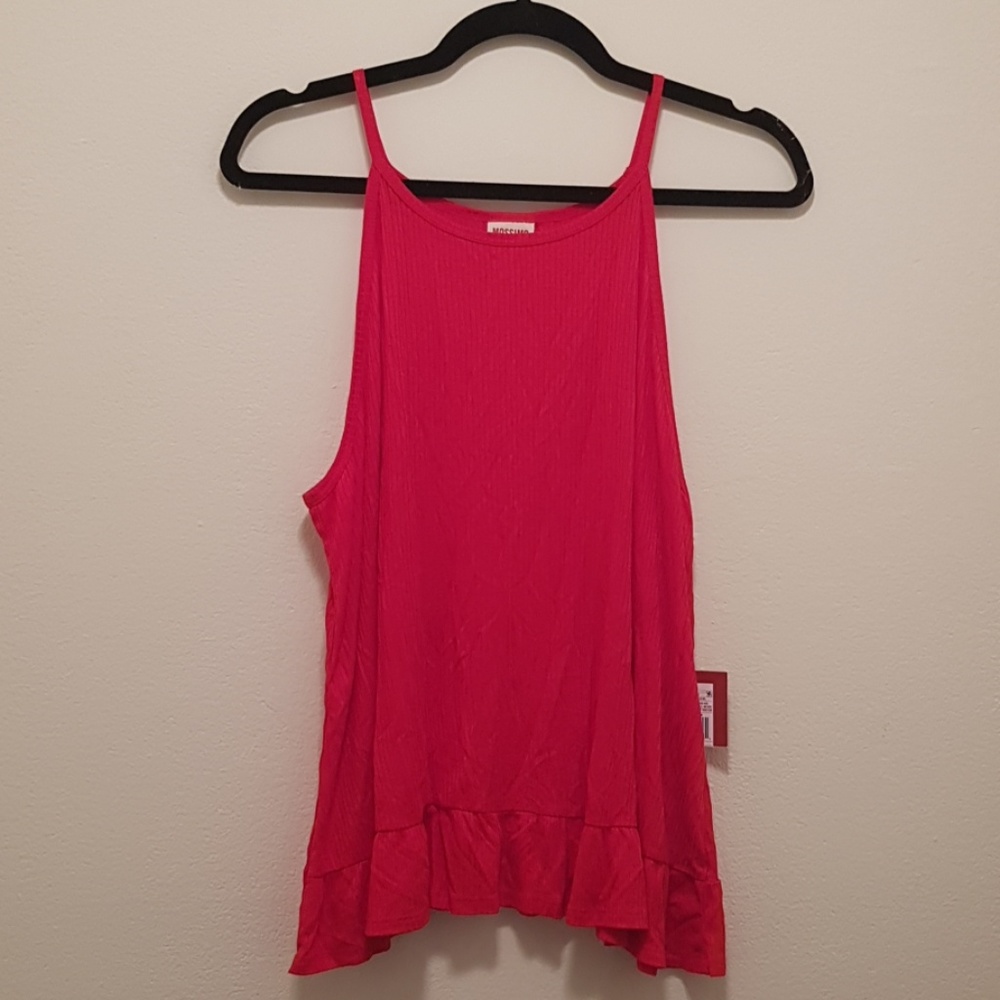 NWT Mossimo Ribbed Red Ruffle Hem Tank Top